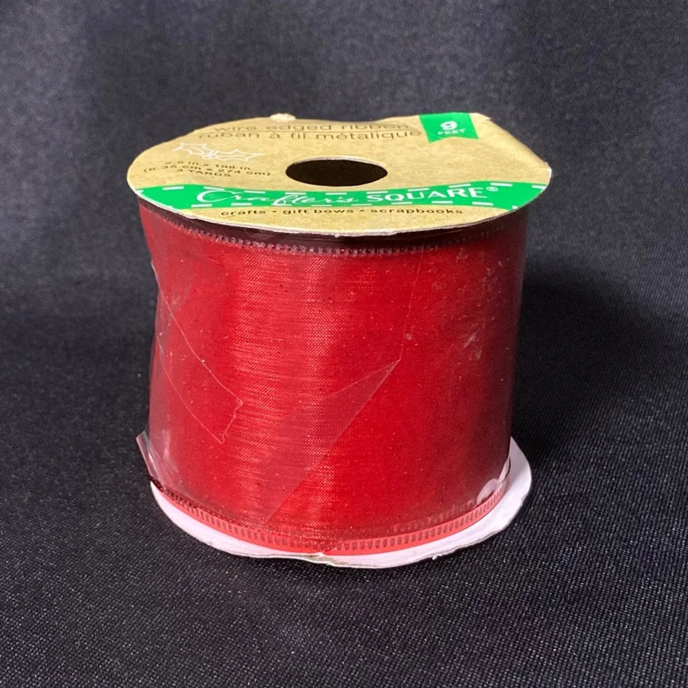 Crafter’s Square Holiday Red Wire Edged Ribbon 2.5” x 108”